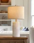23'' Bedside Table Lamp for Bedroom Nightstand - Ceramic Lamp Singe - White