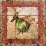 12 x 12 Art Apple Mural Tumbled Marble Backsplash Bath Tile #25
