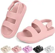 [IZYOA] Kids Cloud Sandals丨Boys Girls Slide Sandals丨Unisex-Child EVA Thick Sole Water Sandals with Adjustable Backstrap丨Double Strap Summer Shoes