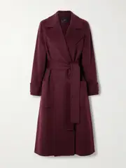 [Joseph] Joseph - Arline Belted Double-breasted Wool And Cashmere-blend Coat - Burgundy - FR 36 FR 36 Burgundy