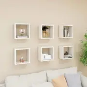 High Gloss White Wall Cube Shelves Set of 6 Modern Storage Display 26x15x26 cm