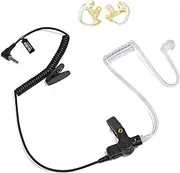 3.5mm 1 pin Listen Only Surveillance Covert Acoustic Air Tube Earpiece Police Radio Headset + Medium Repalcement Earmolds for Motorola Radio Speaker Mics