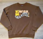 Coney Island Picnic Wish Granted Puff Print Graphic Sweatshirt Size M Brown