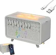 White Noise Night Light Humidifier, White Noise Machine for Sleep, with Flame Diffusers with Aromatherapy, for Baby Adults, USB Power Supply, with Timer Sound Machine, for Home, Office and Travel
