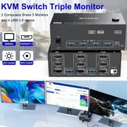 8K HDMI KVM Switch 3 Monitors 2 Computers Dual Monitor Support 8K@60Hz 4K@120