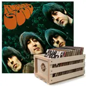 Crosley Record Storage Crate & The Beatles Rubber Soul - Vinyl Album Bundle