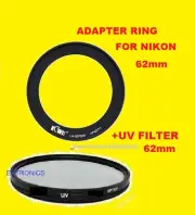 ADAPTER RING+UV FILTER 62mm for Camera NIKON COOLPIX P600 P610 B700