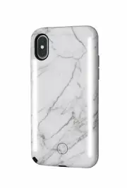 LuMee Duo Phone Case Instafame Lighted for iPhone X/XS D White Marble Howlite