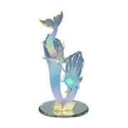 Glass Mermaid & Turtle Figurine Handcrafted Ocean Sea Decor Gift