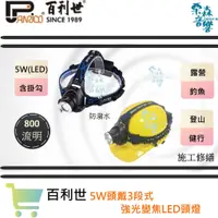 在飛比找蝦皮商城精選優惠-【Panrico 百利世】5W頭戴3段式強光變焦LED頭燈 