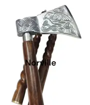 Axe Head Handle Walking Stick Wooden Men Women Cane Antique vintage Cane