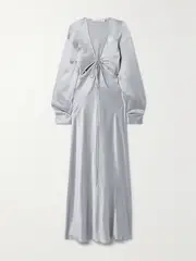 [Christopher Esber] Christopher Esber - Triquetra Cutout Silk-satin Maxi Dress - Gray - UK 8 UK 8 Gray