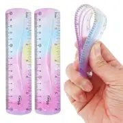 2 Pieces Flexible Ruler, 15cm/6inch Plastic Ruler Shatterproof Straight Edge