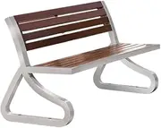 Outdoor Park Bench Garden Wooden Backrest Bench, with Stainless Steel Metal Frame, Suitable for Indoor Outdoor Patio Patio Garden Bench