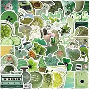 60PCS Green Aesthetic Stickers, Cute & Trendy Vinyl Decals for Laptop, Water Bottles, Phone, Scrapbook & Skateboard, Minimalist Botanical & Nature-Inspired Designs, Fun for Teens & Adults