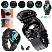 Smart Watch with Earbuds 2 in 1 Men Smartwatch TWS Wireless Bluetooth Headset