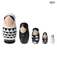 在飛比找蝦皮購物優惠-Nex 5 件套俄羅斯嵌套娃娃木製俄羅斯套娃娃娃手工彩繪