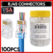 RJ45 Pass-Through Plugs Connectors One-Piece RJ-45 Cat6 Ethernet Cords 100 PCS