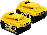 2PCS 12000mAh 20V Power Tool Battery - Compatible with Dewalt DCB206 DCB205 DCB200 DCB204-2 - Replacement for Cordless Lawn Mowers