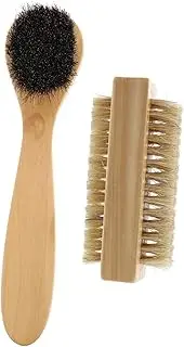 Beavorty Finger Nail Brush Set Wooden Cleaning Brush for Hair Kitchen Dish Scrubber Lint Removal