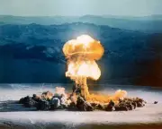 The fireball plume Operation PlumbBob shot Priscilla atomic explosi- Old Photo
