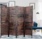 Wooden Room Partitions Room Dividers Screen Separator 4 Panels Brown