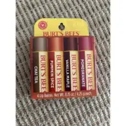 Burt's Bees Fall Lip Balm Set Pomegranate Vanilla Maple, Pumpkin Spice, Chai Tea