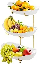 3 Tier Fruit Basket, Ceramic Fruit Bowl for Kitchen Counter, Decorative Tiered Fruit Basket Holder, Serving Tray Countertop Acrylic Fruit Holder with 3 Tier Design, Party Dessert Tray, Decorative Set
