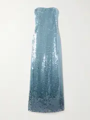 [SIMKHAI] SIMKHAI - Leilani Strapless Sequined Crepe Gown - Blue - US2 US 2 Blue