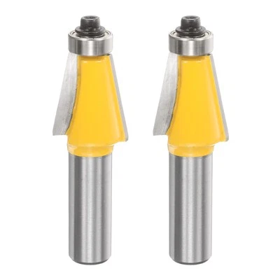 2pcs 11.25 Degree Chamfer Router Bit 1/2" Shank 1" Cutting Length Carbide,Yellow