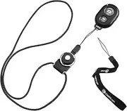 CamKix Camera Shutter Remote Control with Bluetooth Wireless Technology, Black - Wrist Strap + Lanyard - Pictures Video Wirelessly at 30 Ft Black with Lanyard & Wrist Strap