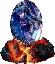Lava Dragon Egg with Luminous Base, Handmade Sculpture (Purple with Base)