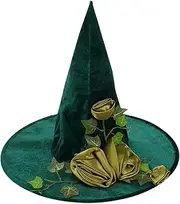 [Generic] Green Witch Hat | Floral Vine Witch Caps | Fancy Dress Accessories Witch Hat Women Floral Vine Wizard Caps for Halloween Costume