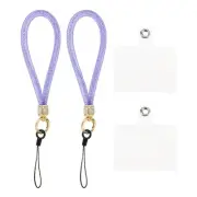2 Pcs Phone Lanyard, Nylon Detachable Wrist Strap with Phone Patches, Purple
