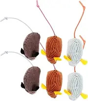 FUTUREORYY 6pcs Catnip Mouse for Kittens Soft Plush Striped Cat Playthings Wear Resistant Stuffed Mice for Active Play and for Indoor Cats