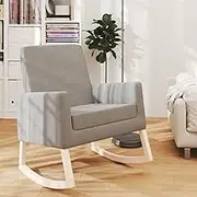 Rocking Chair Light Grey Fabric Comfortable Modern Furniture Home Decor