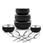 Stainless Steel Black Handi Patila Cook Serve Induction Bottom Cookware Set