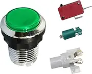 Arcade LED Illuminated Push Button, Round Silver Plated Button for Arcade Machine, Built-in Bulb Game Supplies for Internet Cafe, Bedroom, Living Room