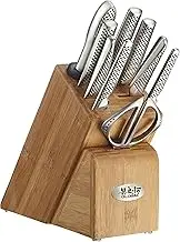 Global Takashi 10-Piece Japanese Knife Block Set, Made in Japan, Bamboo Storage Block