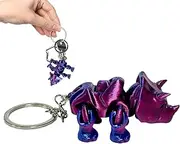 Posable Flexible Dragon Toys | Articulated Dragon Statue Keyring,3D Printed Triceratops Animals Toy for Car Decoration, Tabletop Ornament