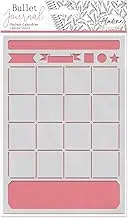 Aladine - Calendar Stencil for Bullet Journal - Scrapbooking and Craft - A5 Size Stencil with Brush Style Letters