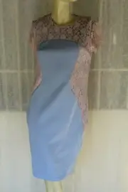 BNWT SIZE 10 ATMOSPHERE PASTEL BLUE PINK EVETTE LACE BODYCON DRESS