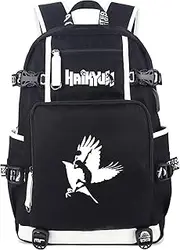 Roffatide Anime Haikyuu Laptop Backpack Luminous Schoolbag Rucksack with USB Charging Port & Headphone Port