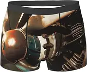 [QMNEHJ] Vintage Aeroplane Propeller Men's Boxer Briefs Breathable Stretch Underwear Moisture-Wicking Trunks for Men