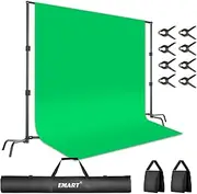 EMART Green Screen Backdrop with Stand,7x10ft/2.1x3m Photography Background Frame with Greenscreen, Sandbag, Spring Clamp