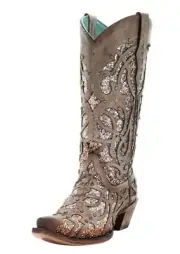 Corral Orix Glitter Inlay and Studs Snip Toe Western Boots C3331