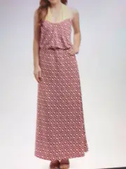 NWT Mud Pie Womens Leighton Strapless Maxi Dress Burgundy Gold M