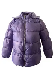 Pink Platinum Lilac Puffer Jacket Hood Fleece Lined Juniors Size 12-14 New