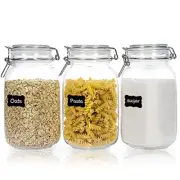 Airtight Glass Jars with Lids, Food Storage Canister for Flour Cookie,50 oz, 3pc
