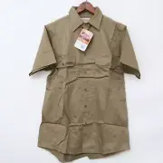 Vintage Hard Yakka Drill Button Short Sleeve Work Australia Shirt Medium Khaki